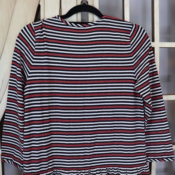 Brooks Brothers Black Red striped Girls Ruffle Shift Long Sleeve Dress Size XL N - Picture 7 of 10